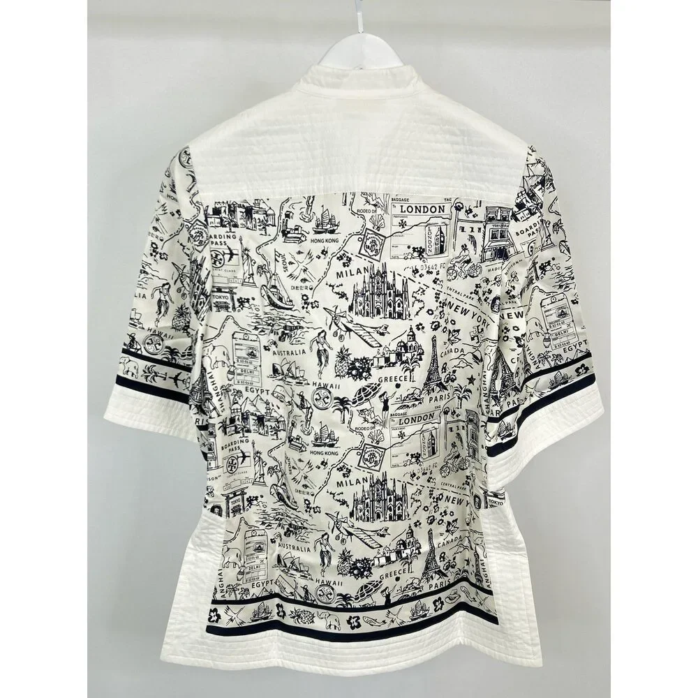 TORY BURCH Size 4 White & Black Women Tunic NWT